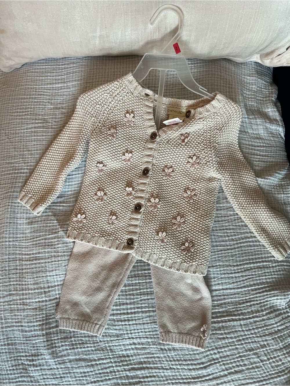 Cynthia Rowley Cream Knit Cardigan and Leggings Set